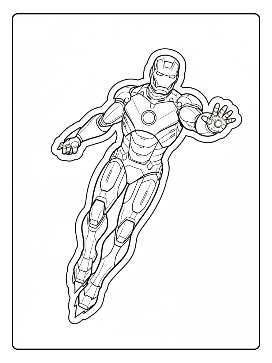 Iron Man Coloring Pages – Iron Man Sticker Style