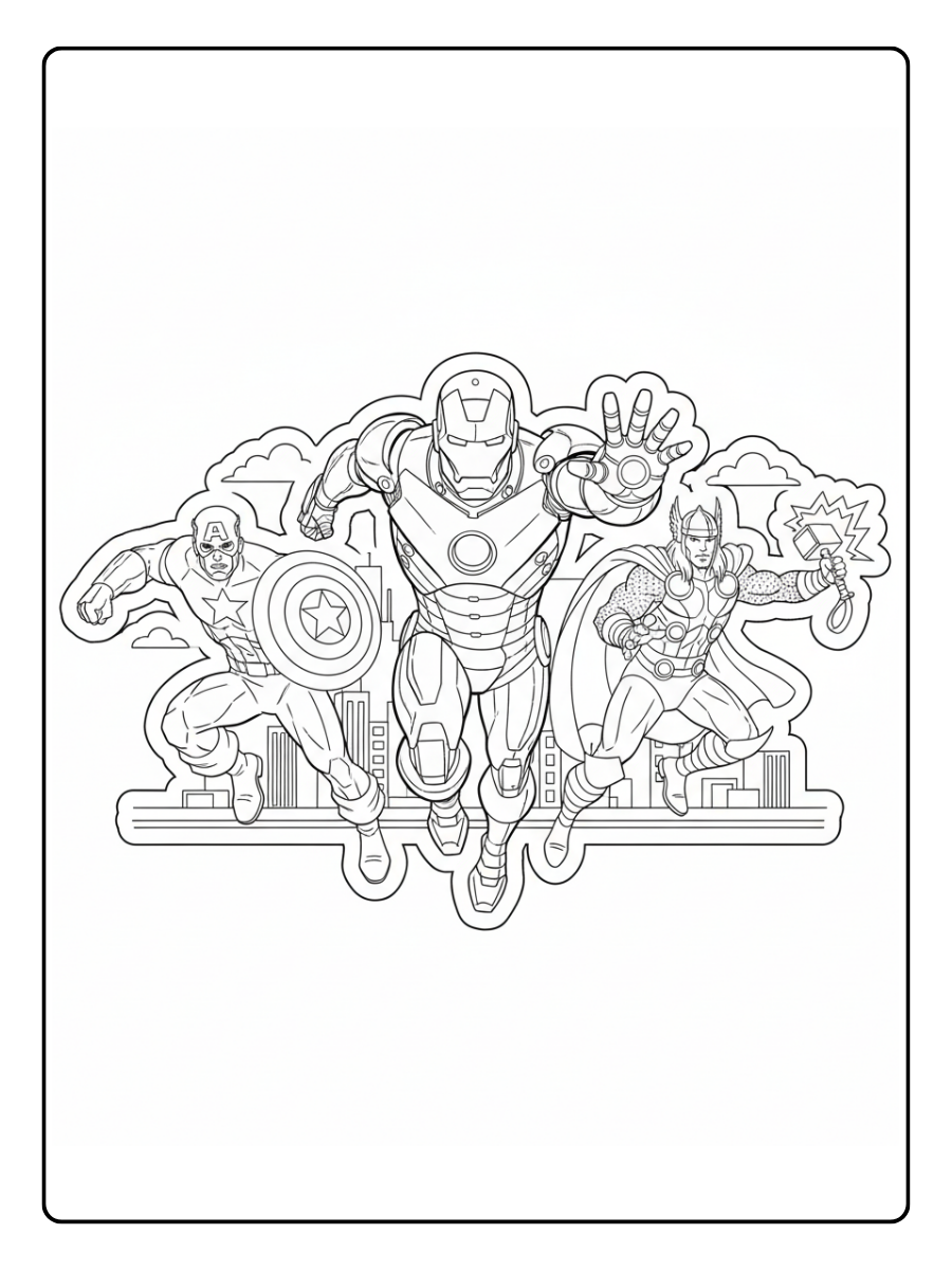 Iron Man Coloring Pages – Iron Man Team Hero