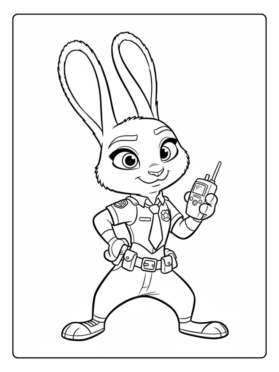 Judy Hopps Ready for Action – Zootopia Coloring Pages