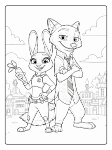 Judy and Nick Duo Zootopia Coloring Pages