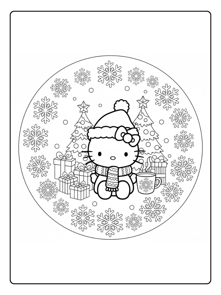 Kitty Christmas Coloring Pages Snowflake Hello Kitty Hello
