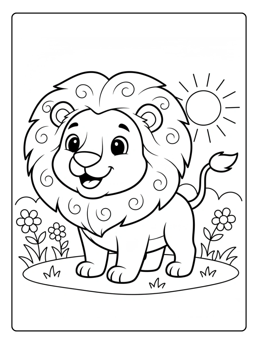 Lion Coloring Pages – Happy Lion