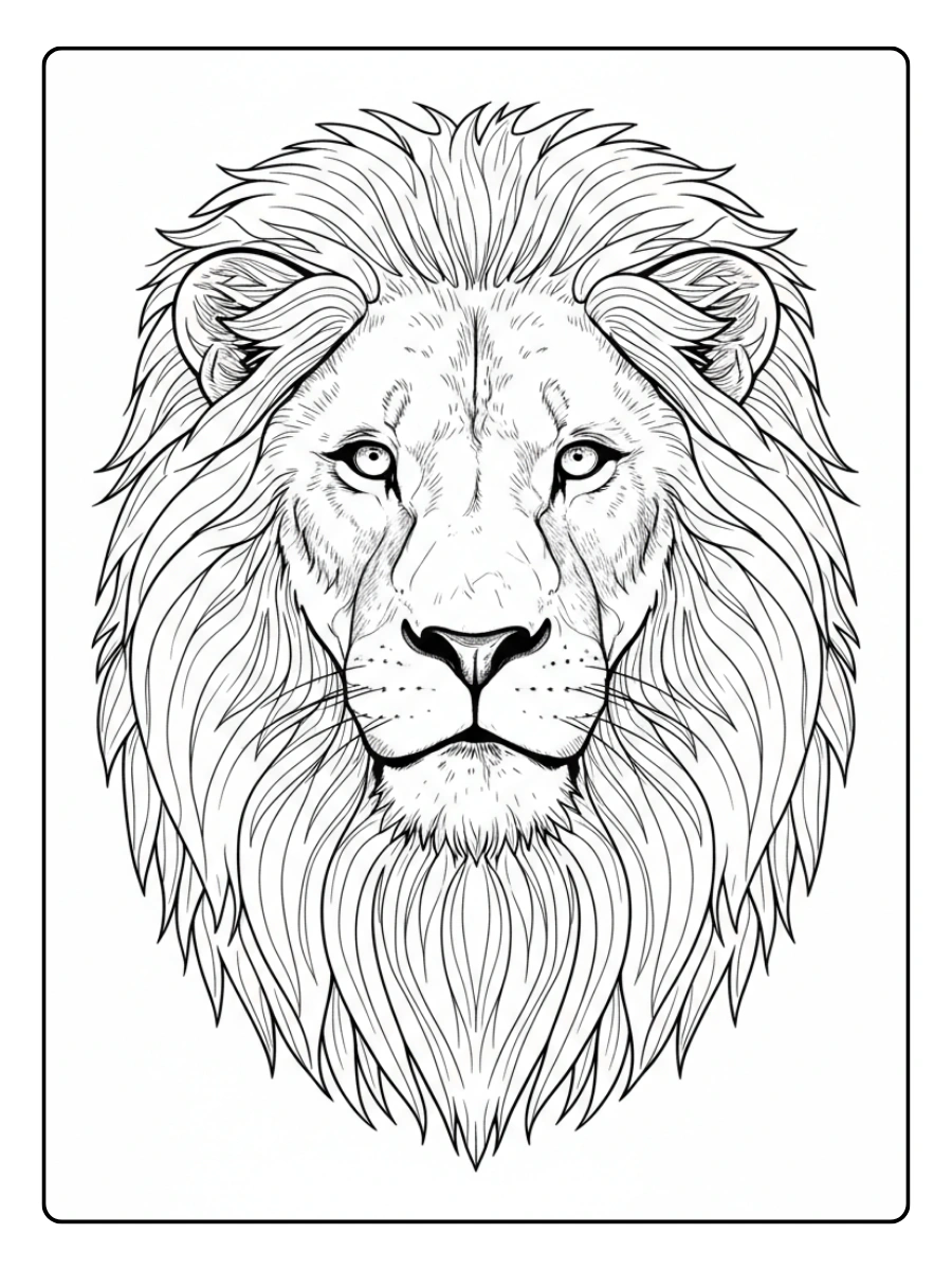 Lion Coloring Pages – Line Art Lion