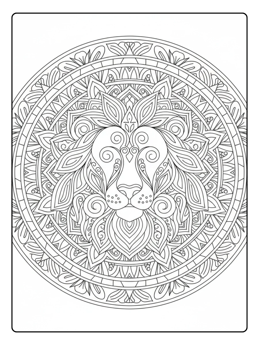 Lion Coloring Pages – Lion Mandala