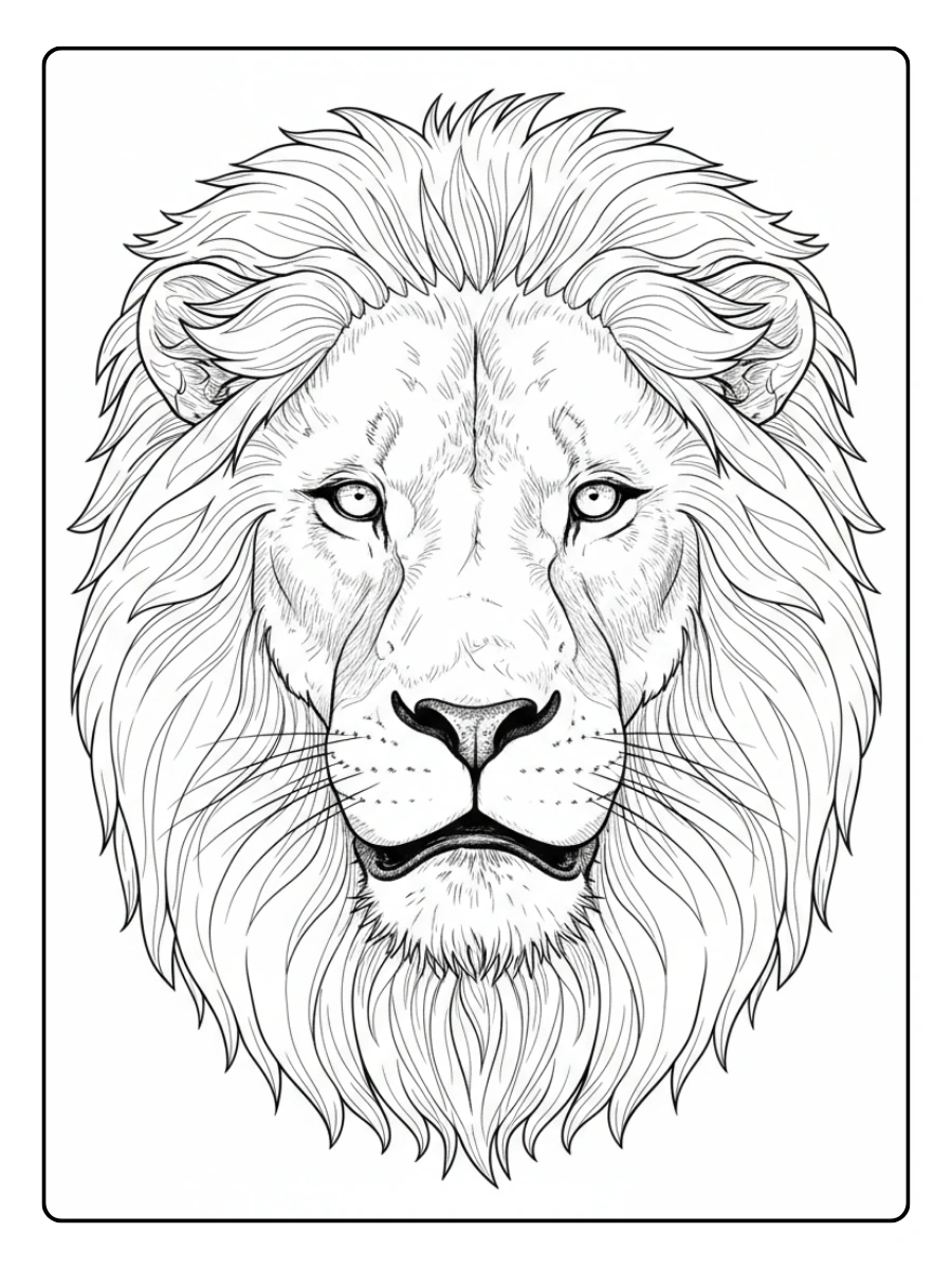 Lion Coloring Pages – Realistic Lion