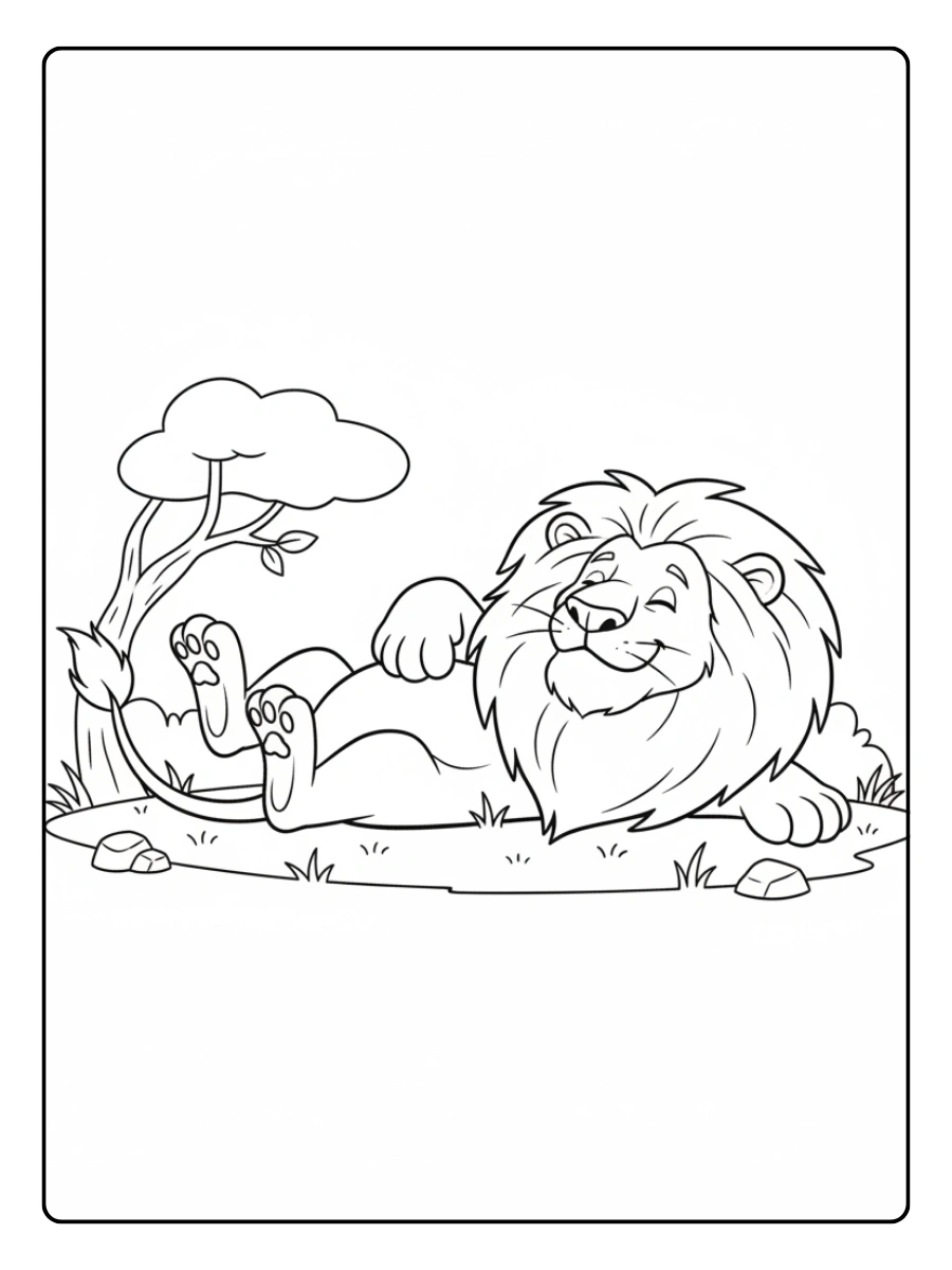 Lion Coloring Pages – Relaxing Lion