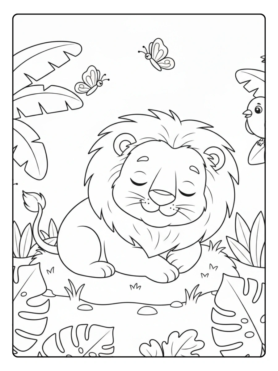 Lion Coloring Pages – Sleeping Lion (2)