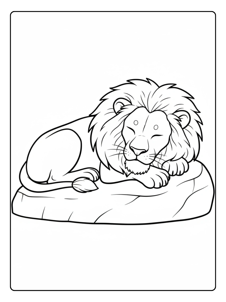 Lion Coloring Pages – Sleeping Lion