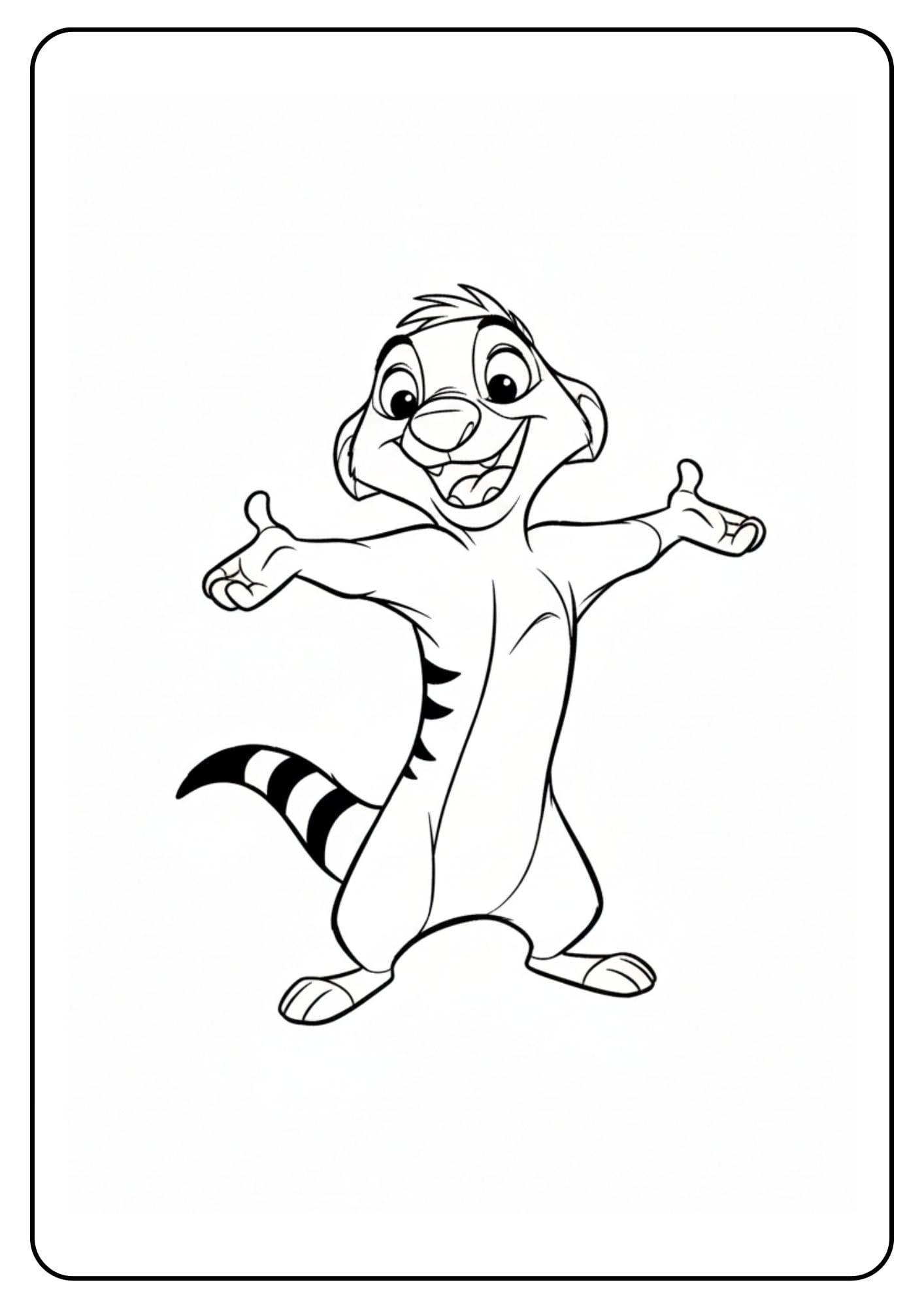 Lion King Coloring Page Happy Timon