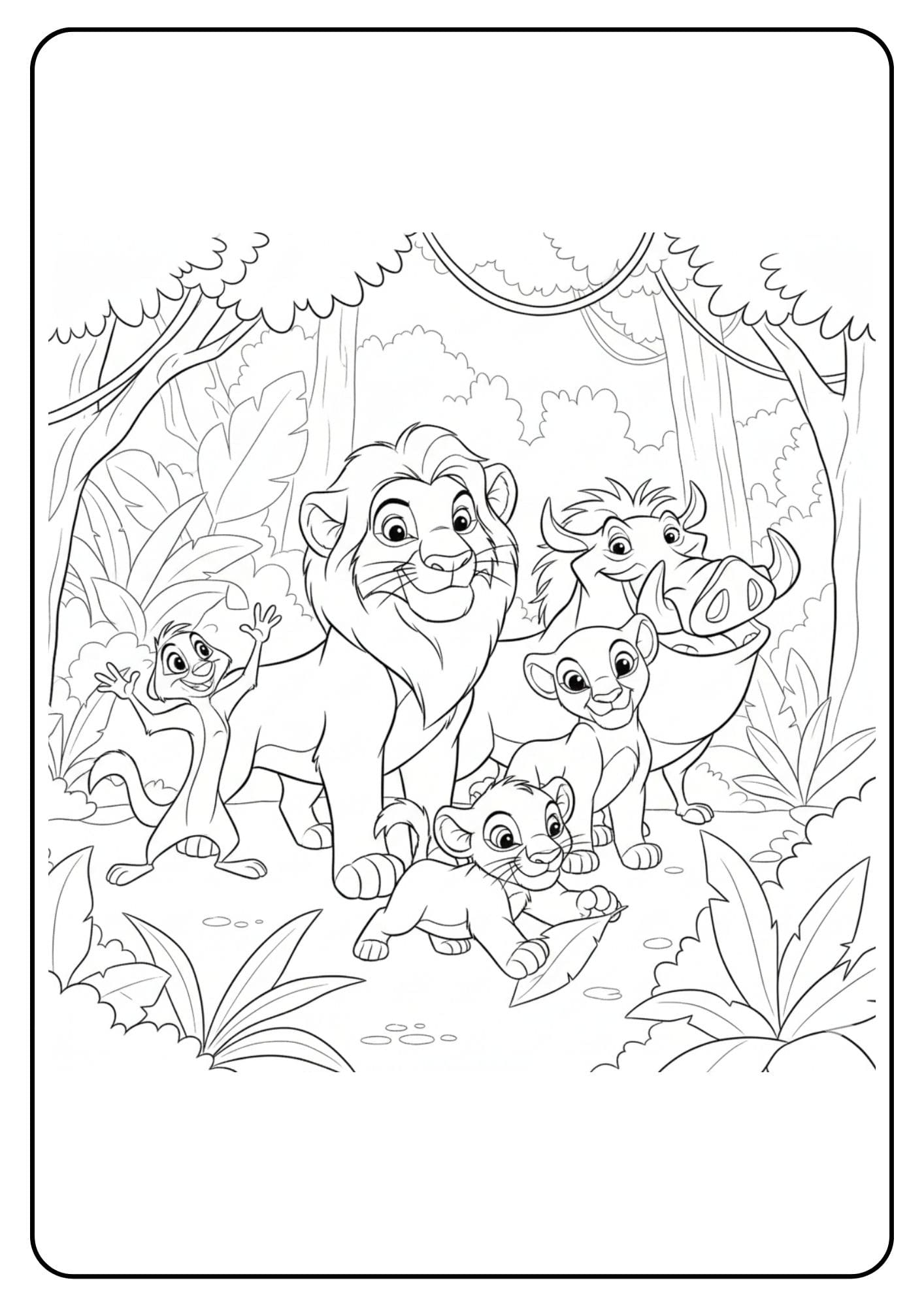 Lion King Coloring Page Simba Friends
