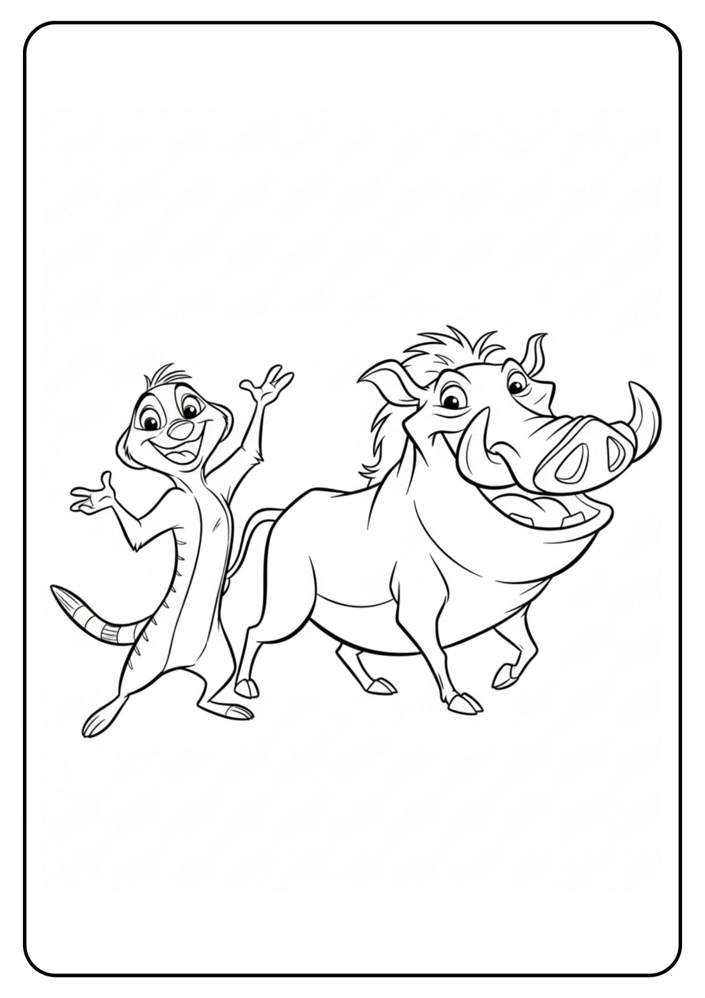 Lion King Coloring Page Timon and Pumbaa