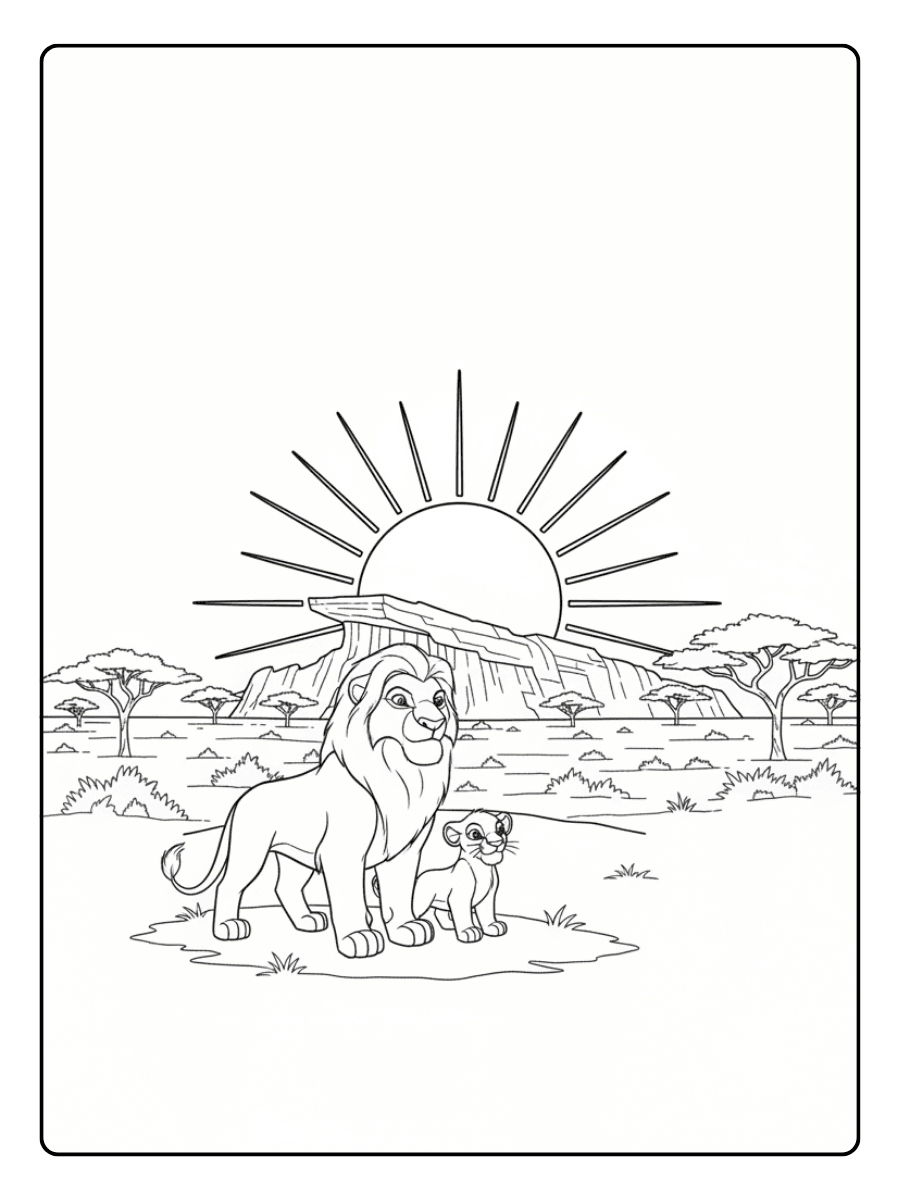 Lion King Coloring Pages – Lion Family Together