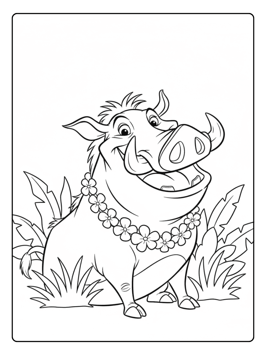 Lion King Coloring Pages – Pumbaa Smiling