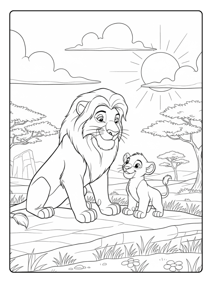 Lion King Coloring Pages – Simba and Mufasa