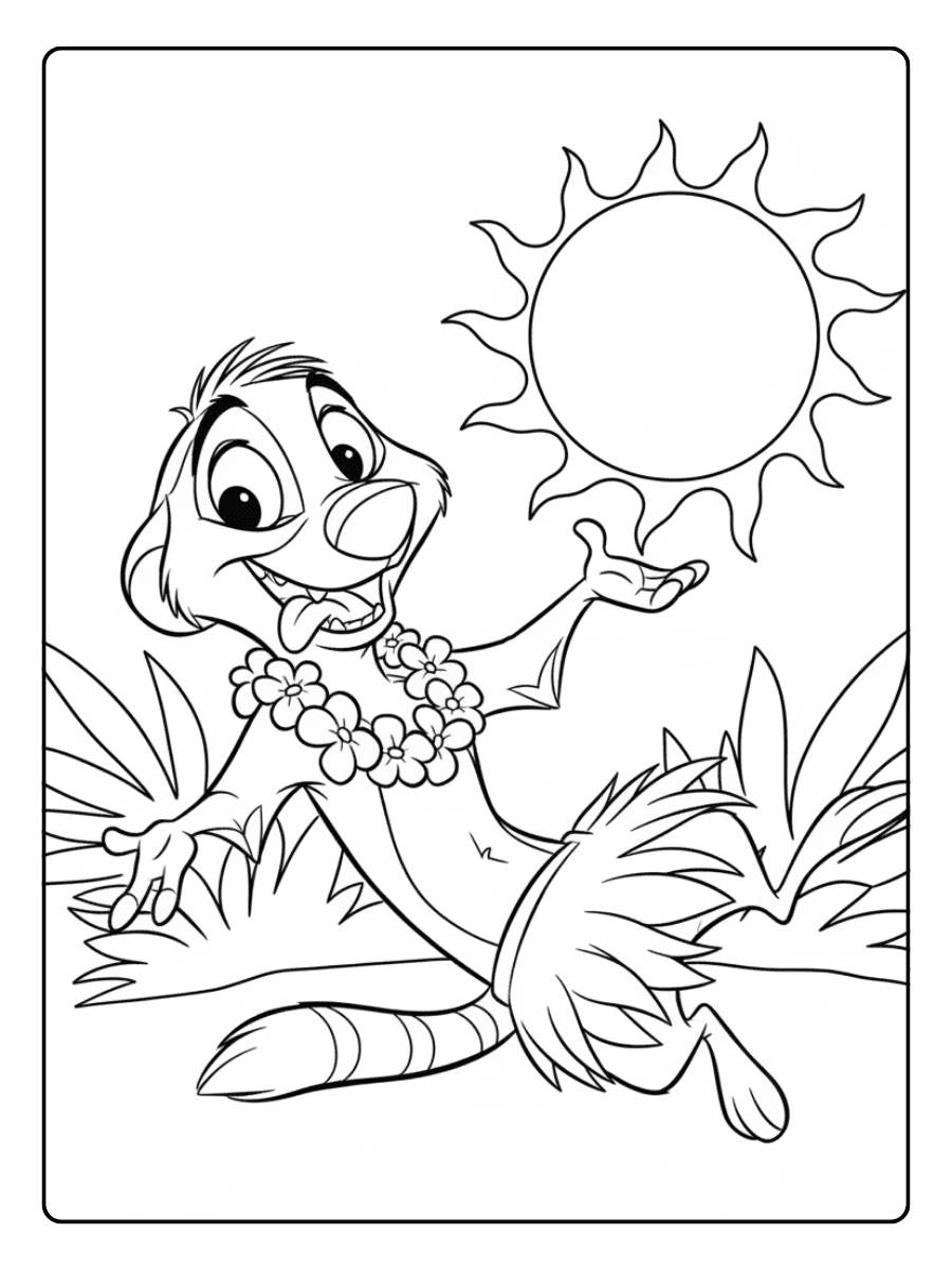 Lion King Coloring Pages – Timon Funny Pose