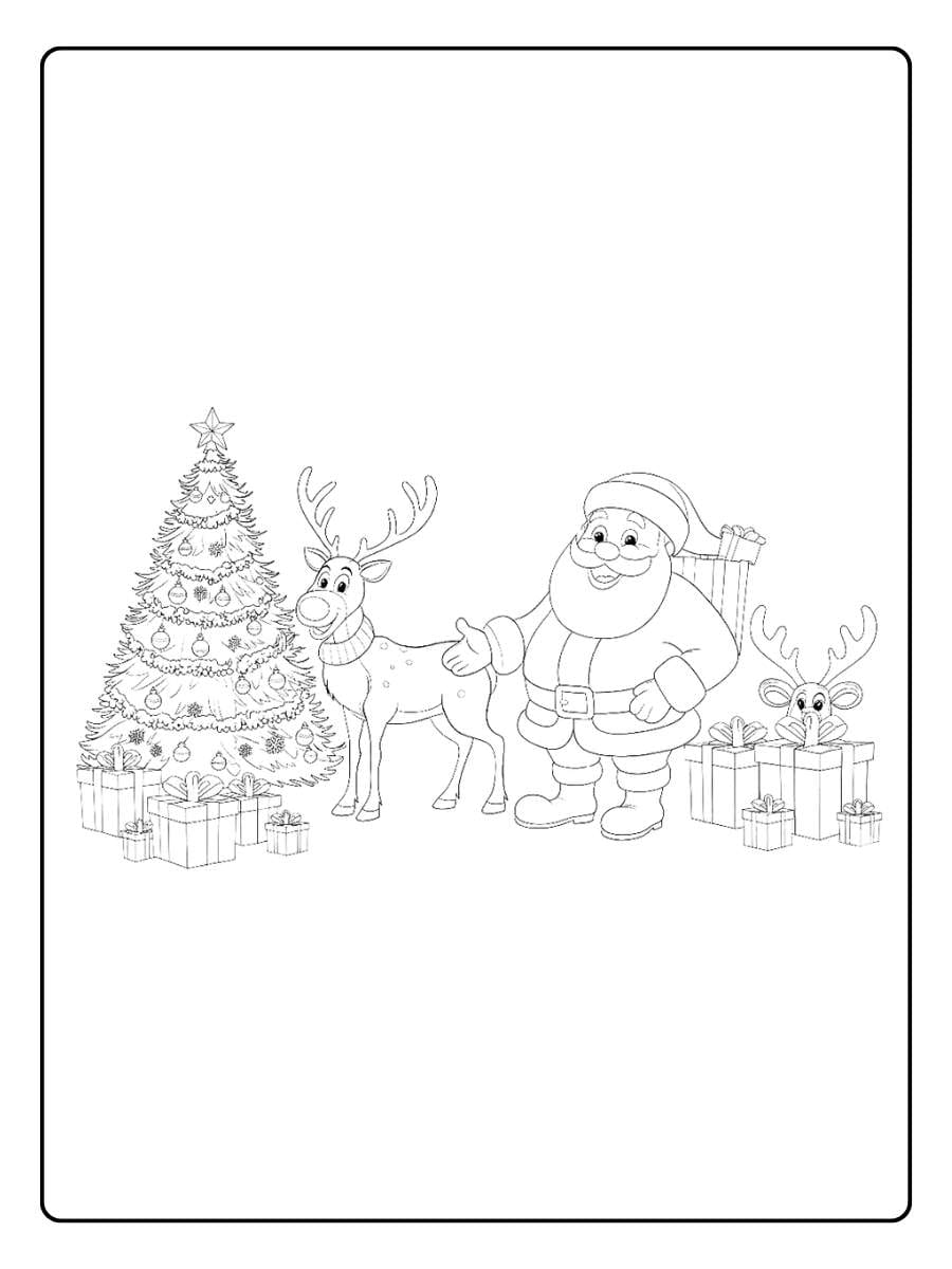 Little Christmas Reindeer Present christmas holiday coloring pages