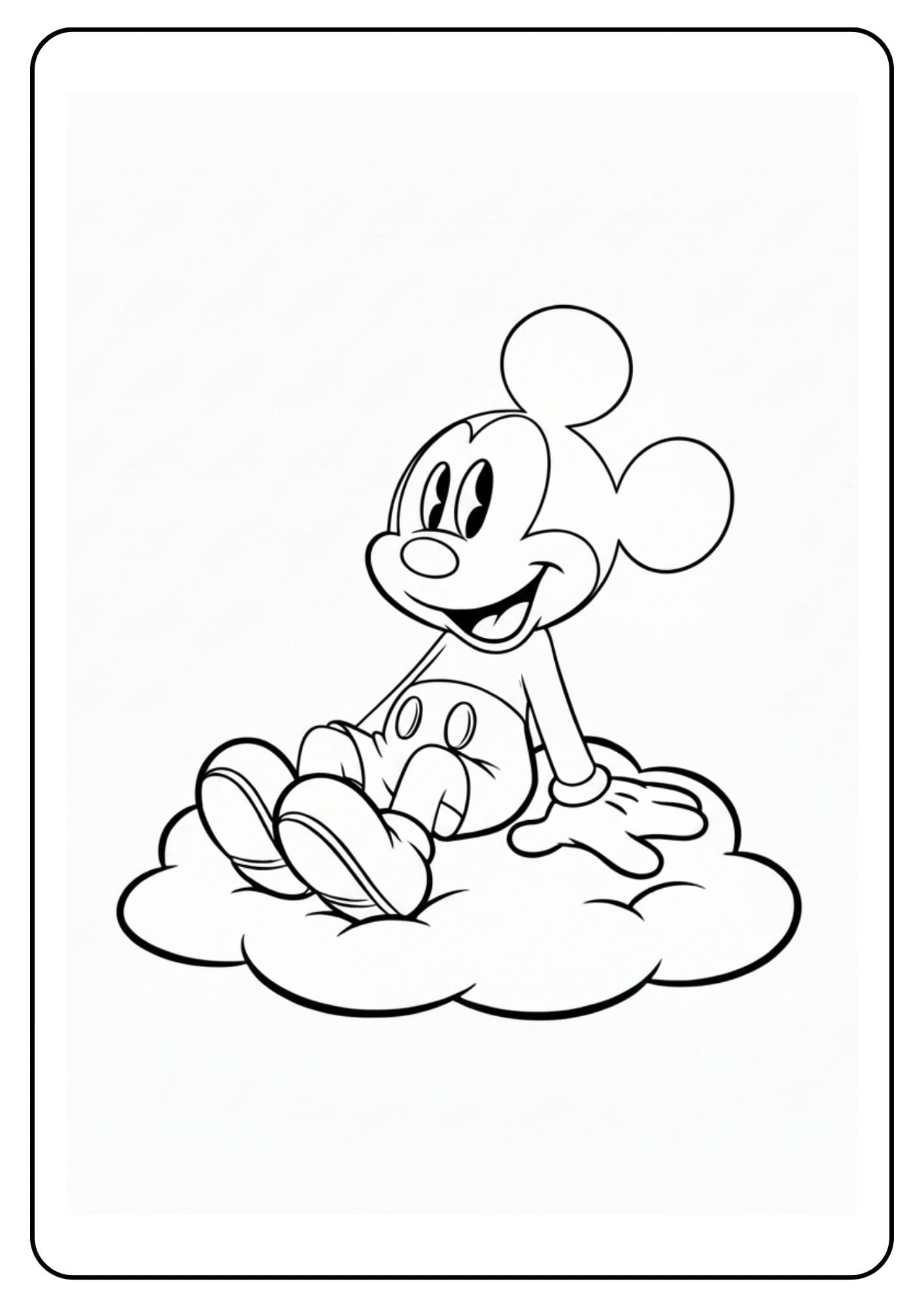Mickey Mouse Coloring Page On Cloud