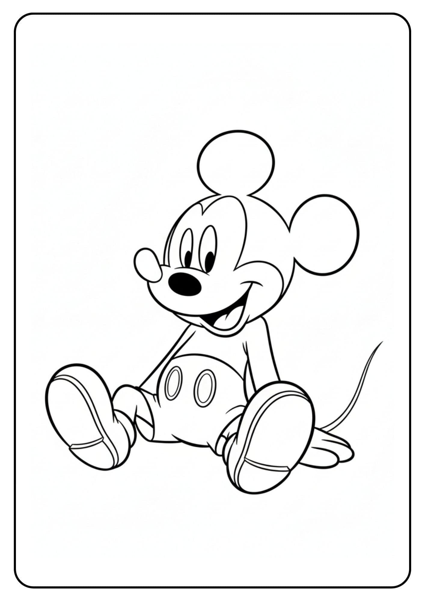 Mickey Mouse Coloring Page Sitting