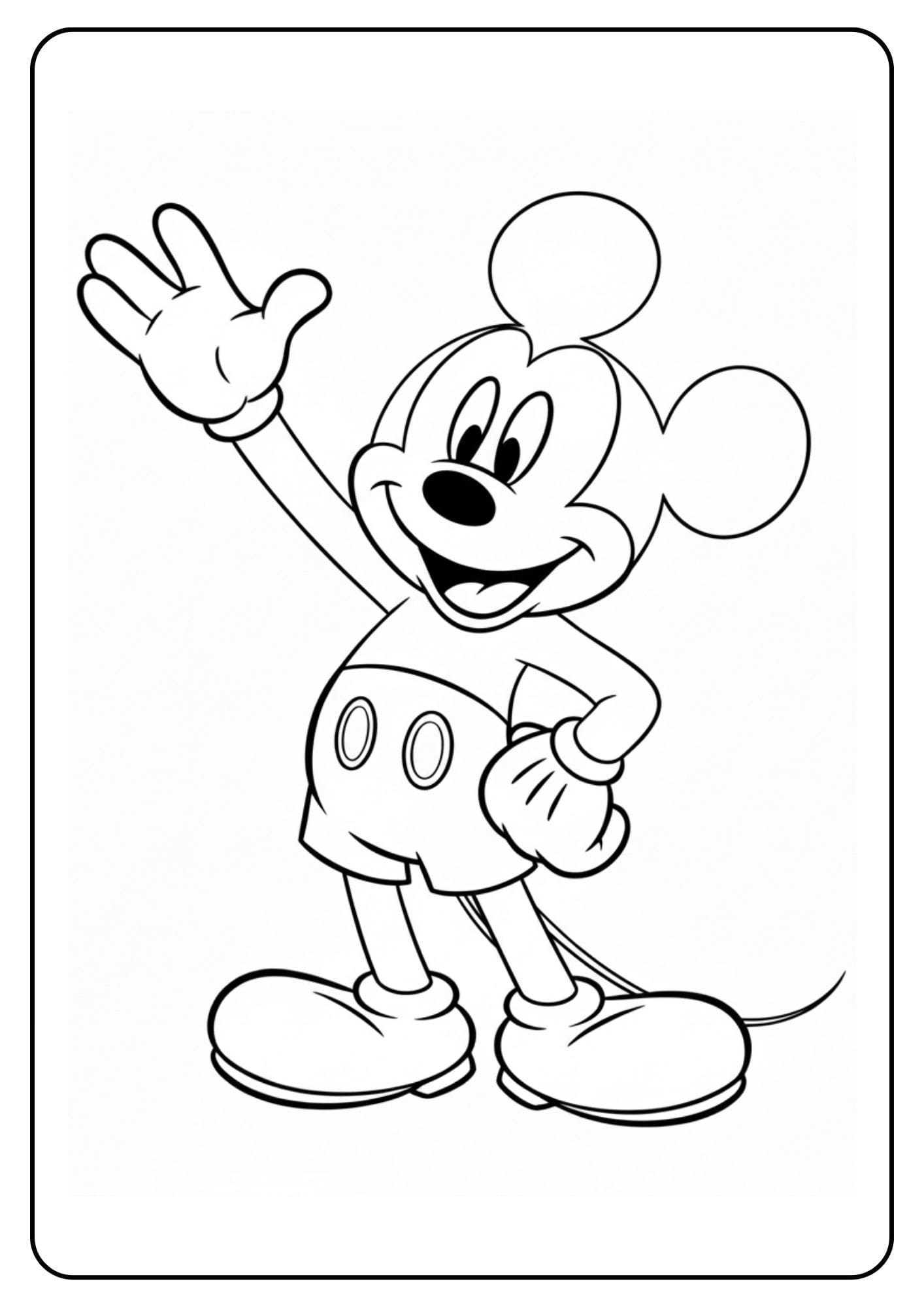 Mickey Mouse Coloring Page Waving