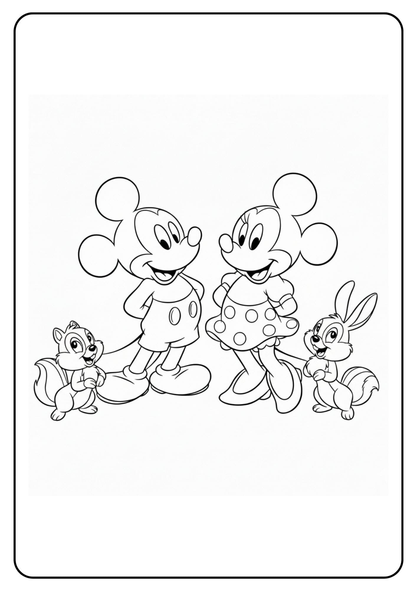 Mickey Mouse Coloring Page With Friends