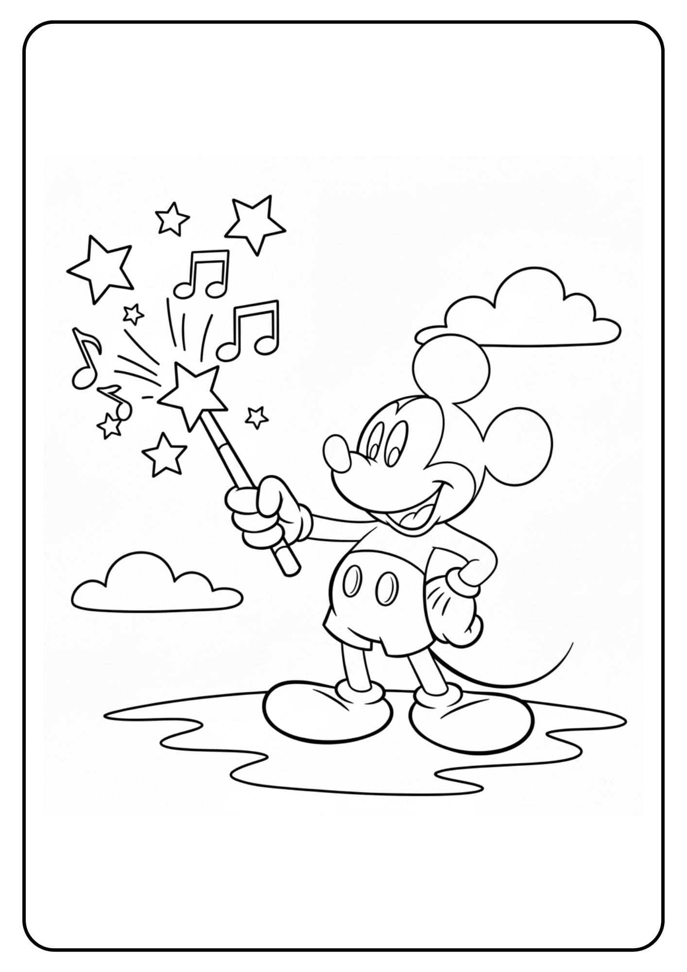 Mickey Mouse Coloring Page With Wand