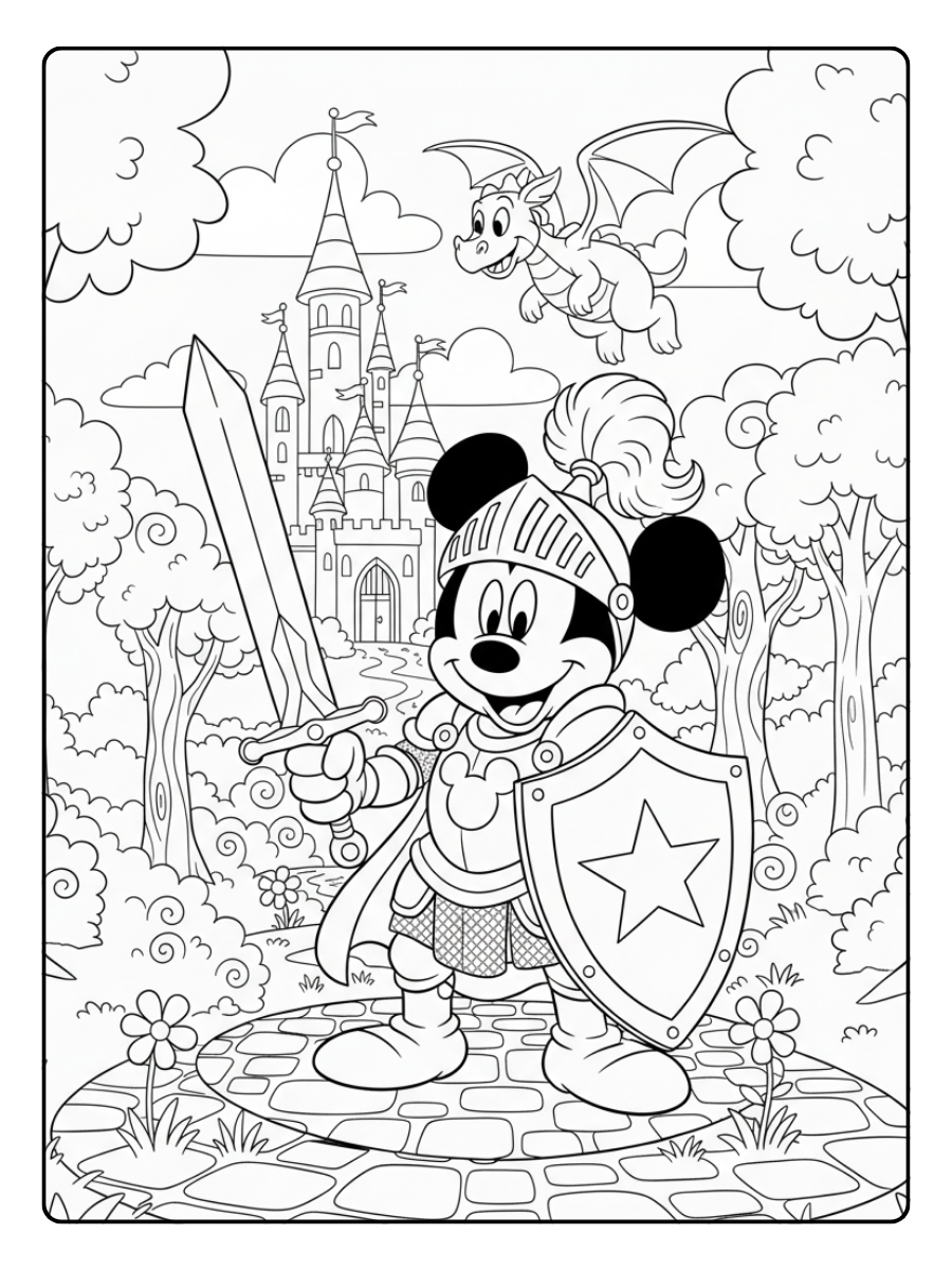 Mickey Mouse Coloring Pages Mickey Mouse As A Knight