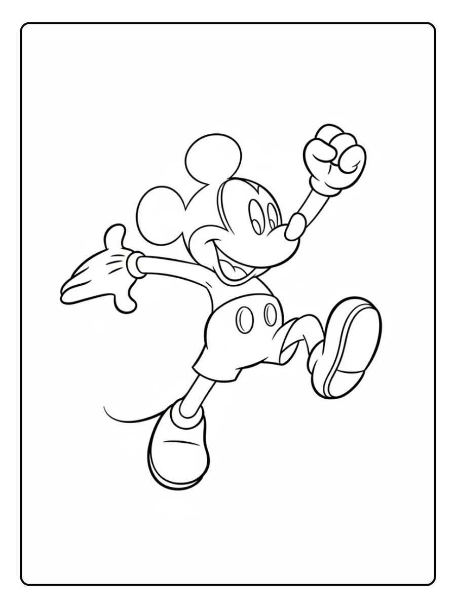 Mickey Mouse Coloring Pages – Mickey Mouse Action Pose