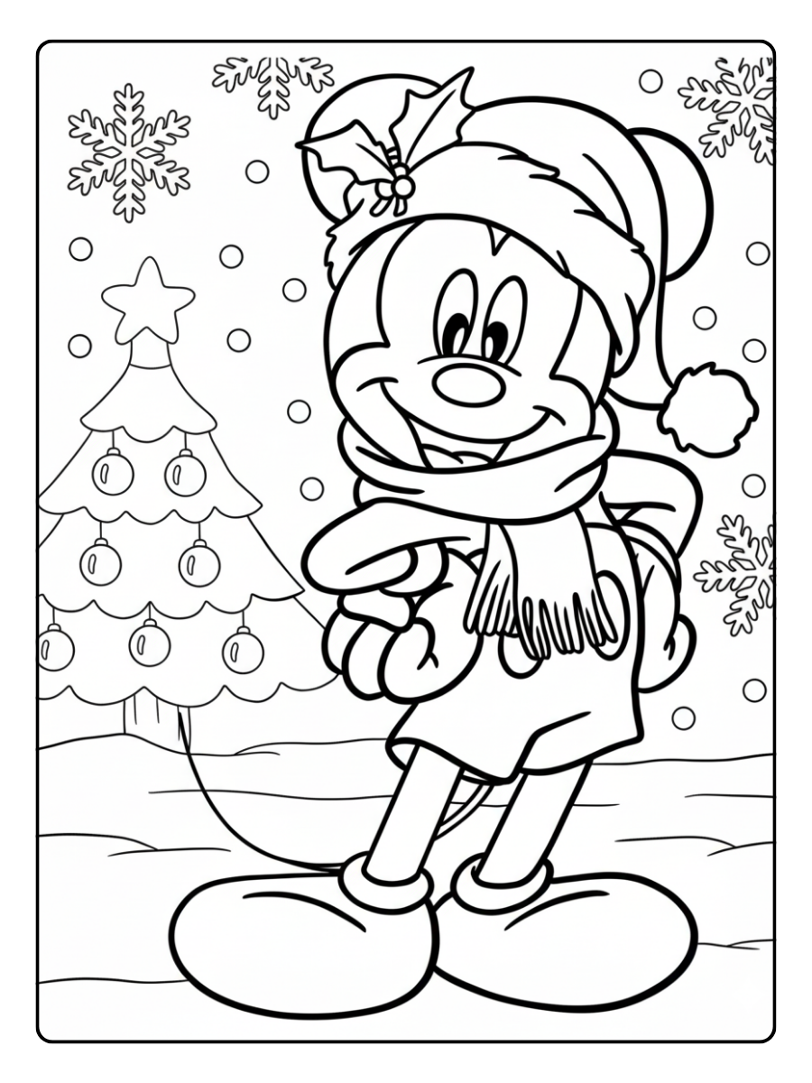 Mickey Mouse Coloring Pages – Mickey Mouse Christmas Outfit