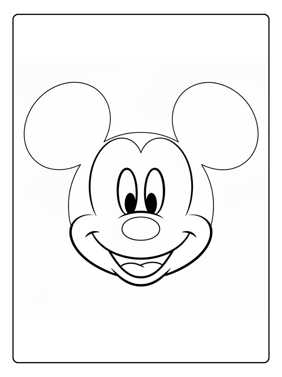 Mickey Mouse Coloring Pages – Mickey Mouse Face Close Up