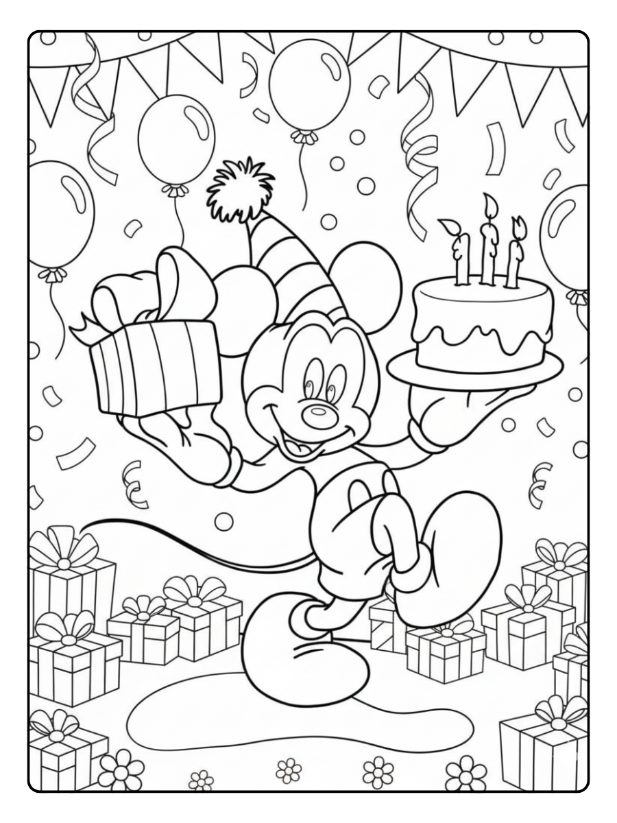 Mickey Mouse Coloring Pages – Mickey Mouse Party Scene