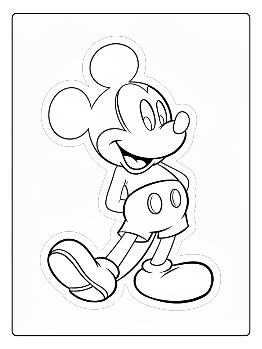 Mickey Mouse Coloring Pages – Mickey Mouse Sticker Style