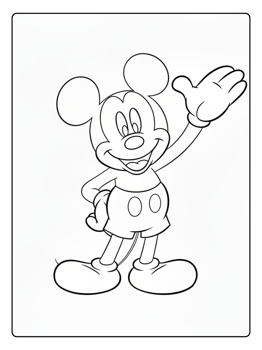 Mickey Mouse Coloring Pages – Mickey Mouse Waving