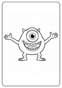 Mike Wazowski Coloring Page Arms Open