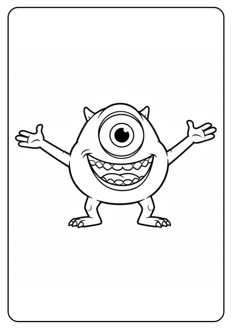 Mike Wazowski Coloring Page Arms Open