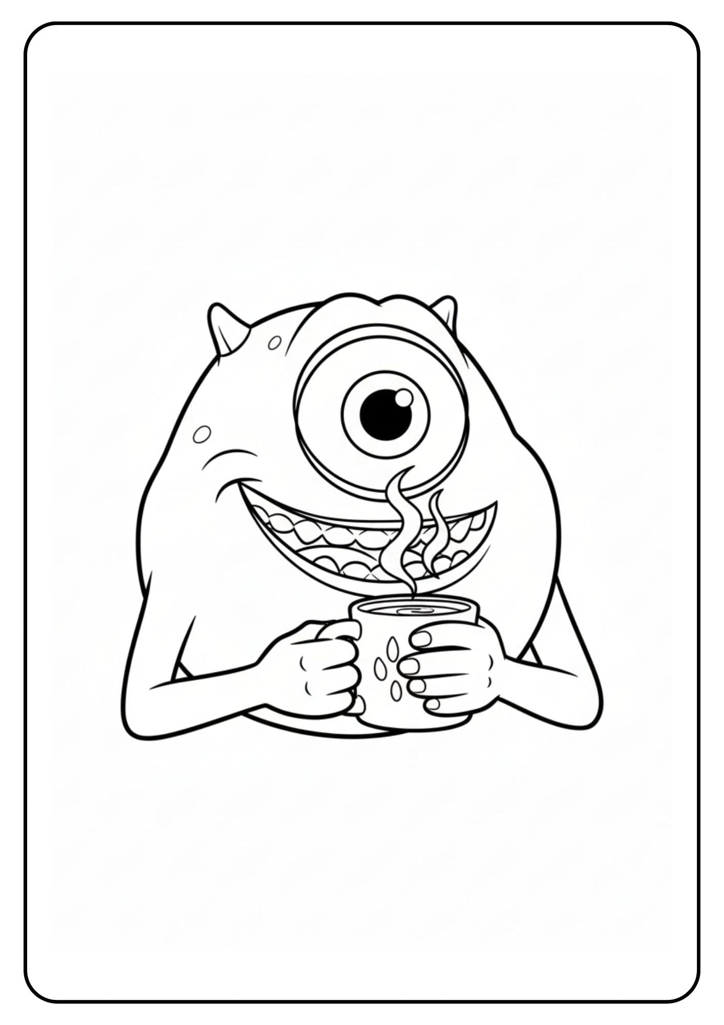Mike Wazowski Coloring Page Coffee