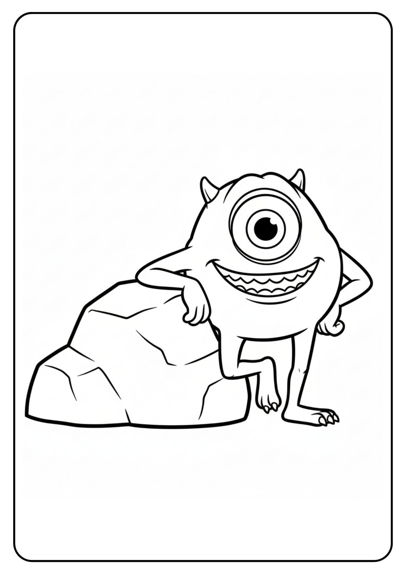 Mike Wazowski Coloring Page Leaning