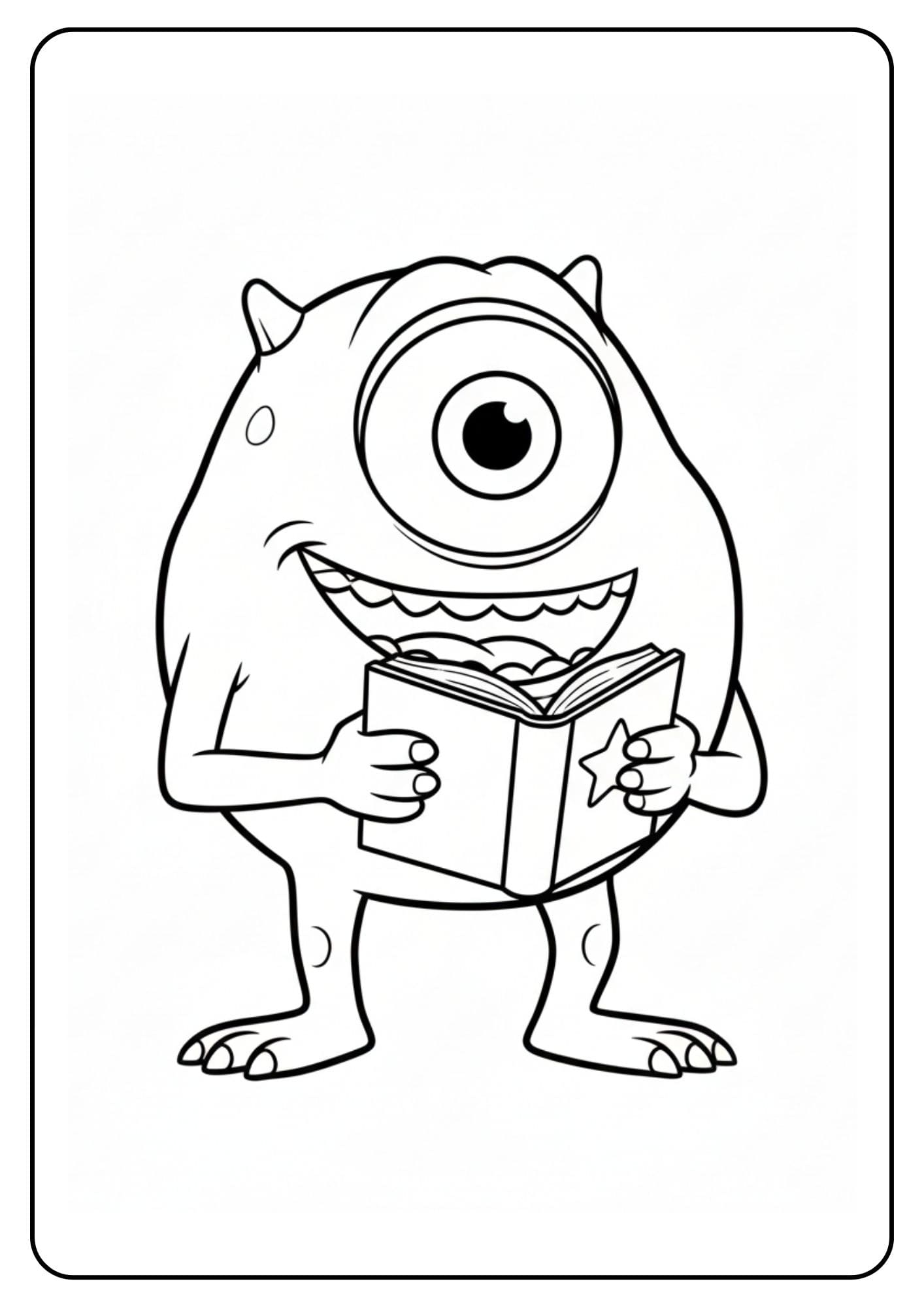 Mike Wazowski Coloring Page Reading