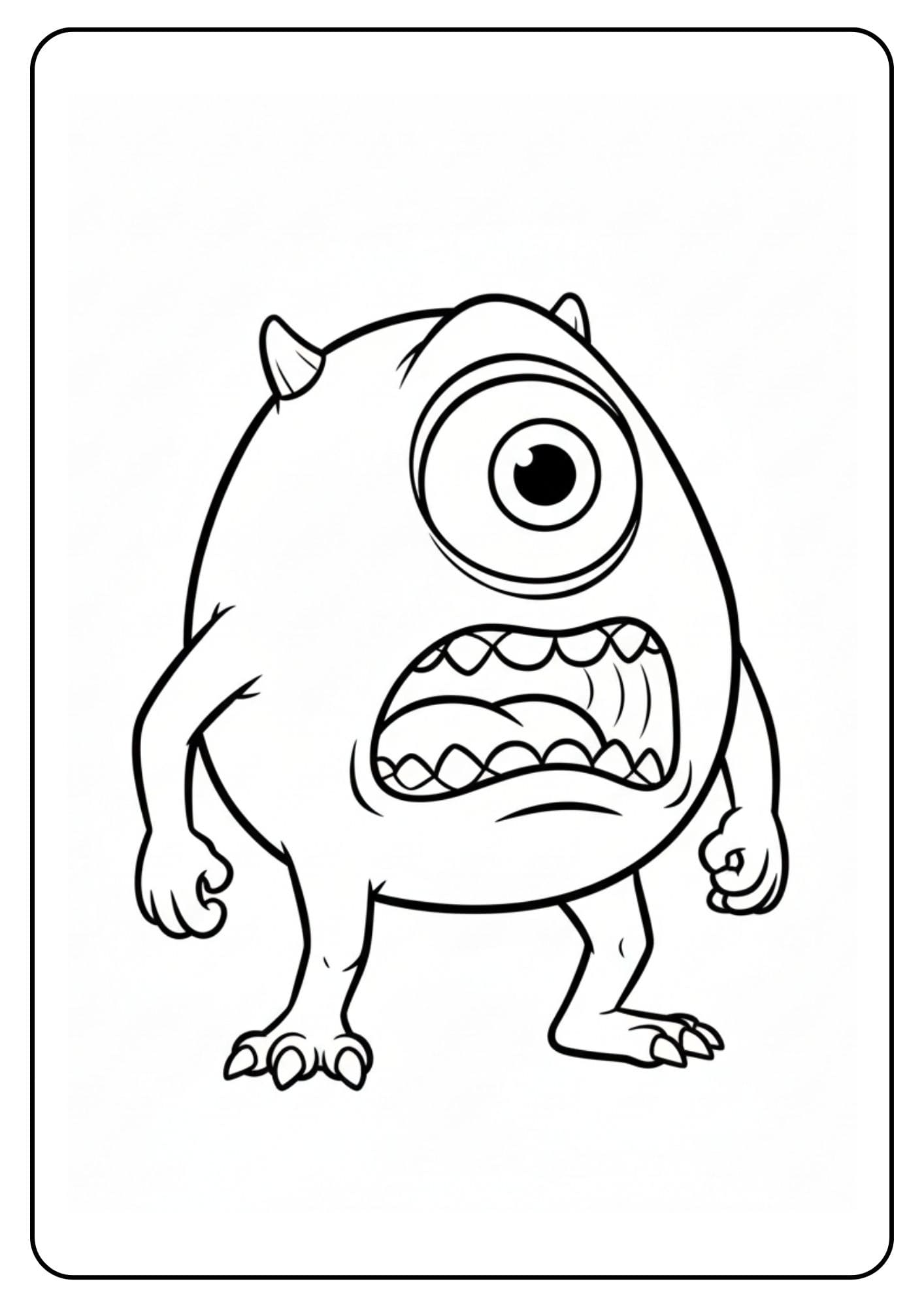 Mike Wazowski Coloring Page Scared