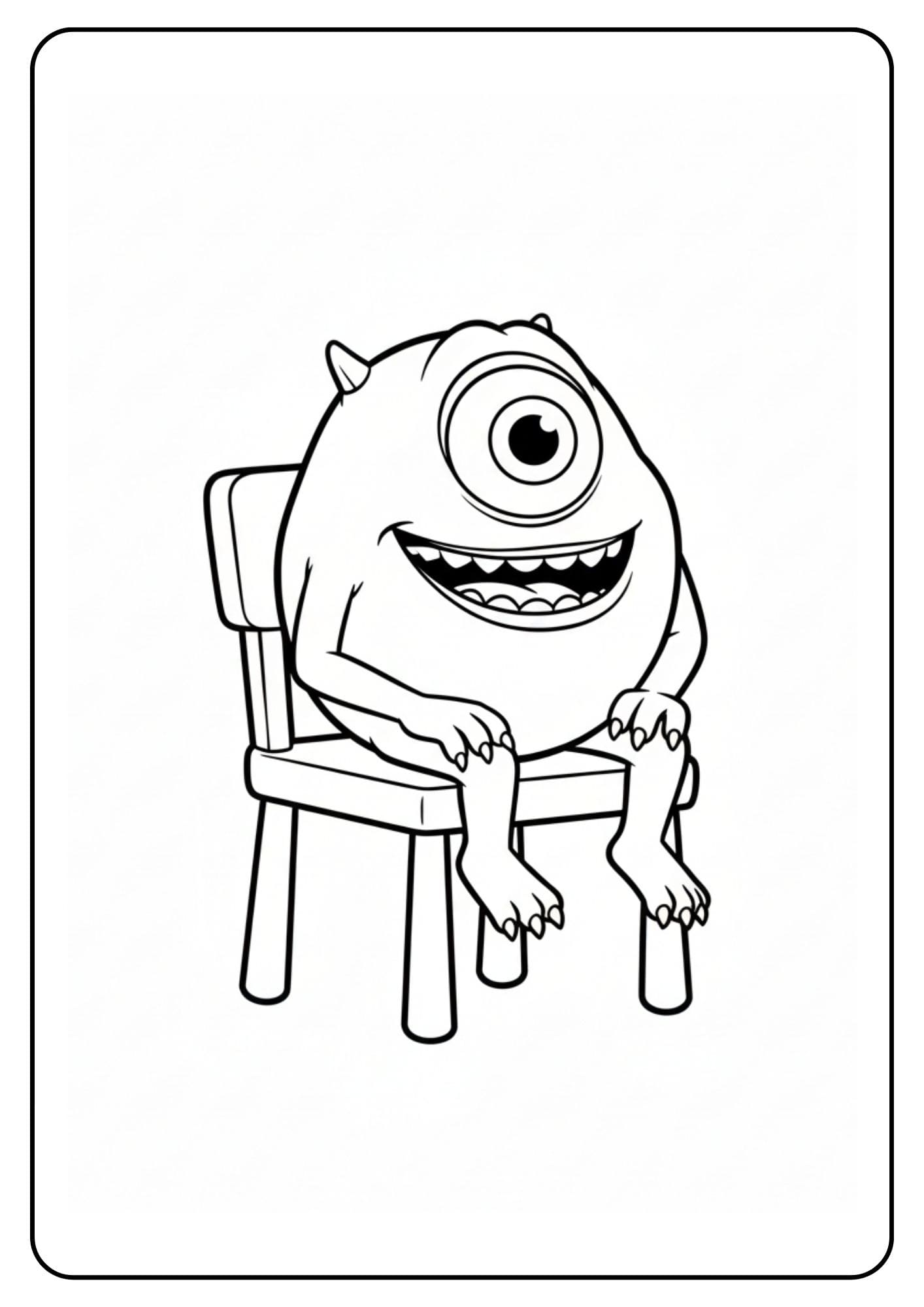 Mike Wazowski Coloring Page Sitting