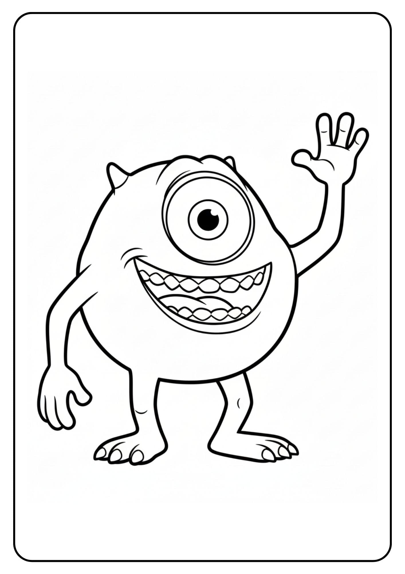 Mike Wazowski Coloring Page Waving