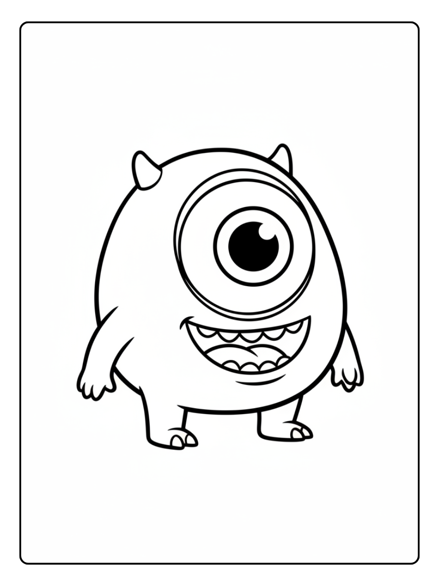 Mike Wazowski Coloring Pages – Mike Cute Style