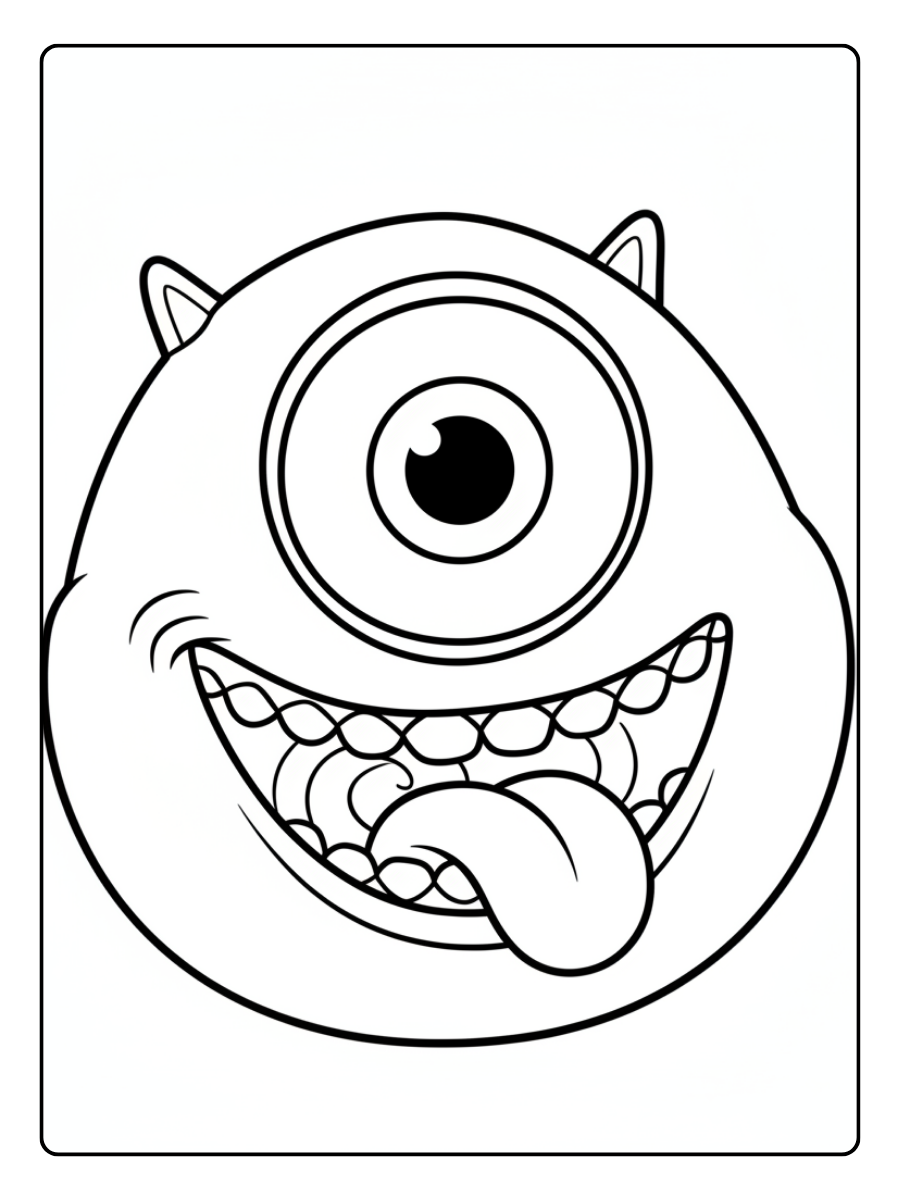 Mike Wazowski Coloring Pages – Mike Face Close Up