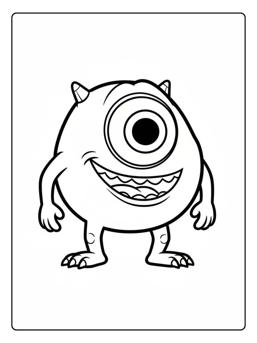 Mike Wazowski Coloring Pages – Mike Happy Face