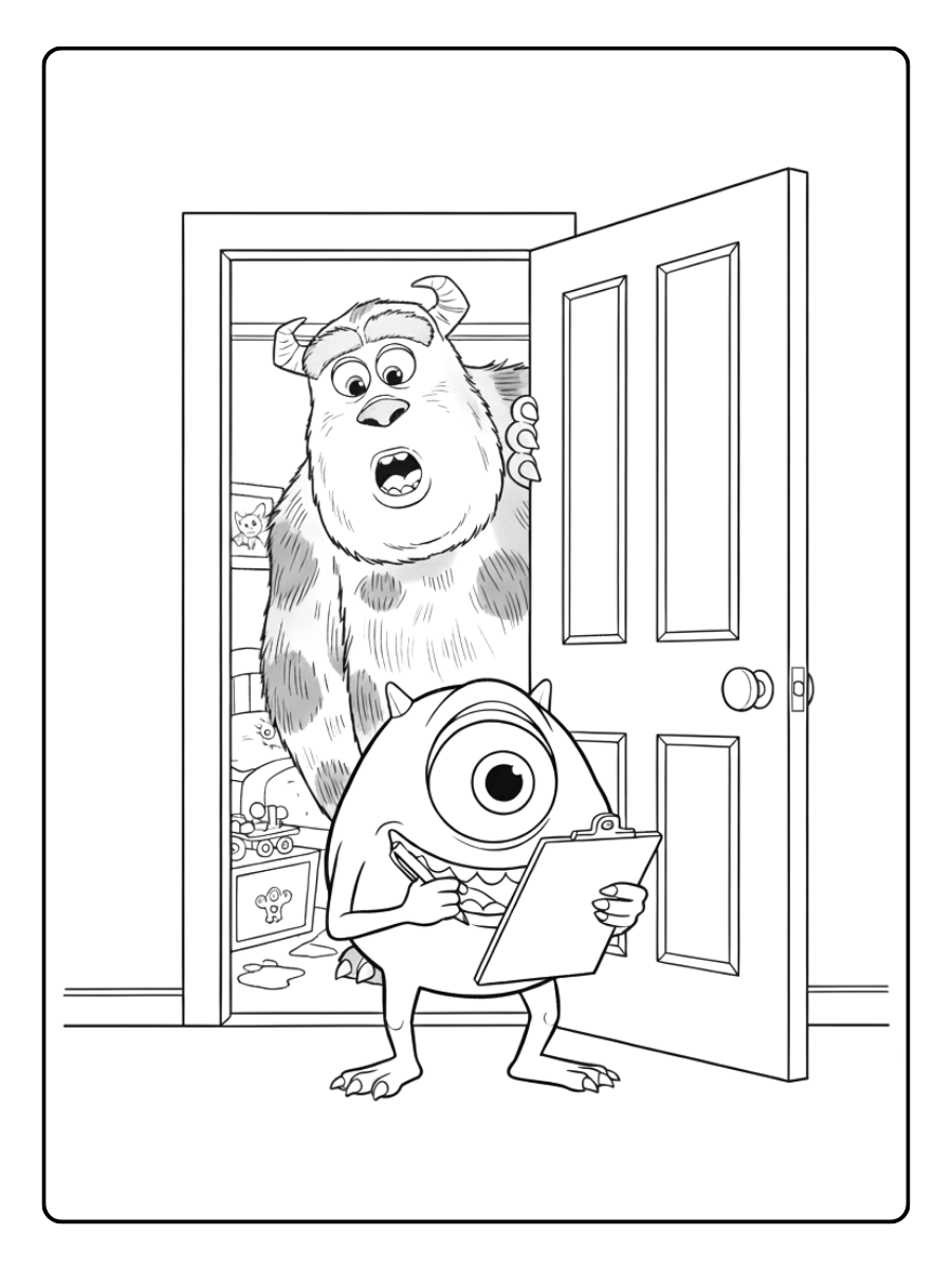 Mike Wazowski Coloring Pages – Mike Monsters Inc Scene