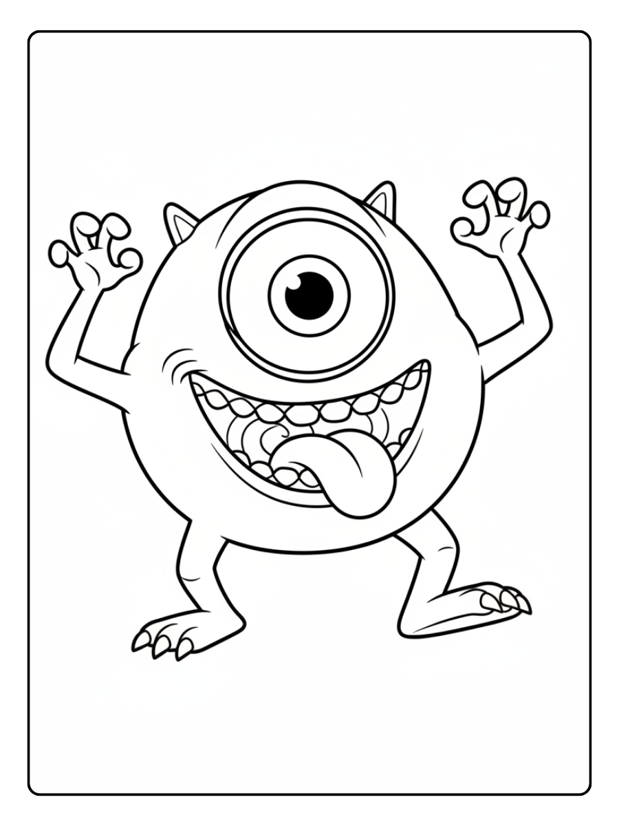 Mike Wazowski Coloring Pages – Mike Silly Expression