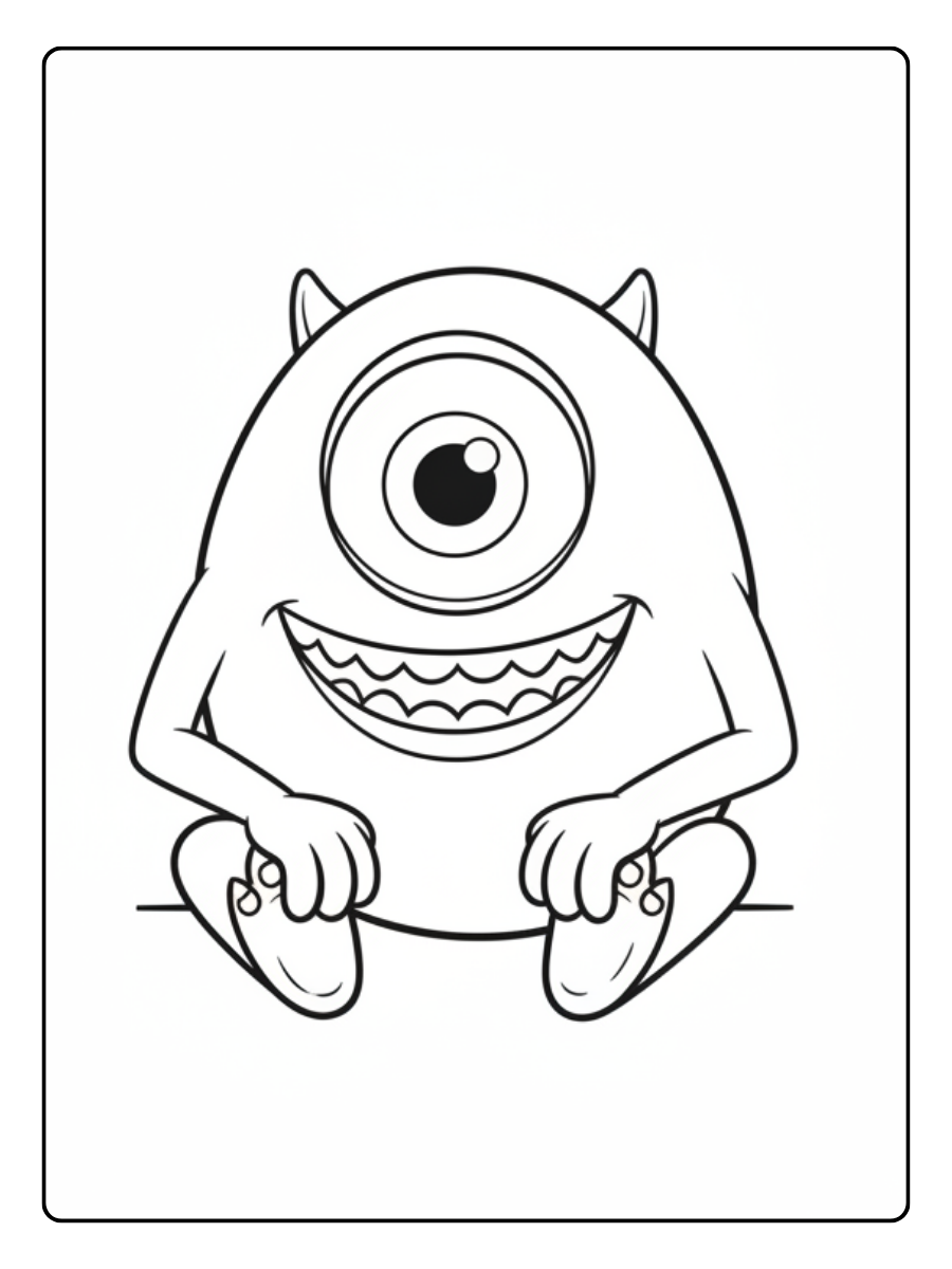 Mike Wazowski Coloring Pages – Mike Sitting