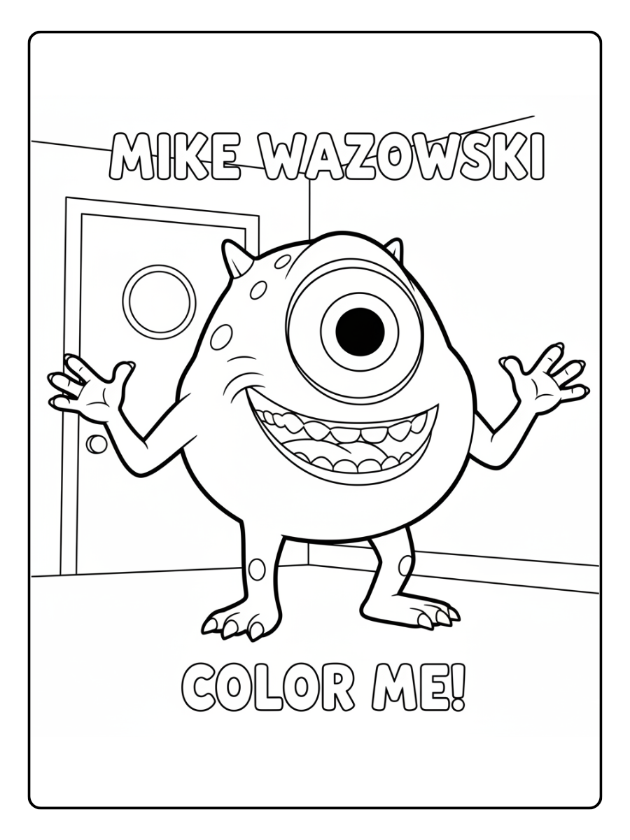 Mike Wazowski Coloring Pages – Mike Smiling