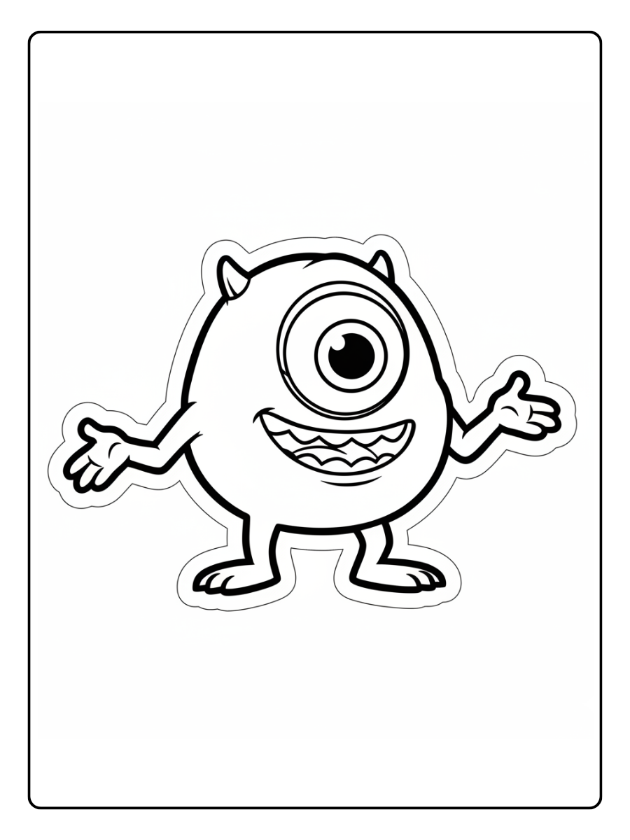 Mike Wazowski Coloring Pages – Mike Sticker Style