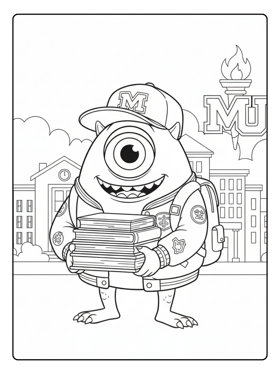 Mike Wazowski Coloring Pages – Mike University Style