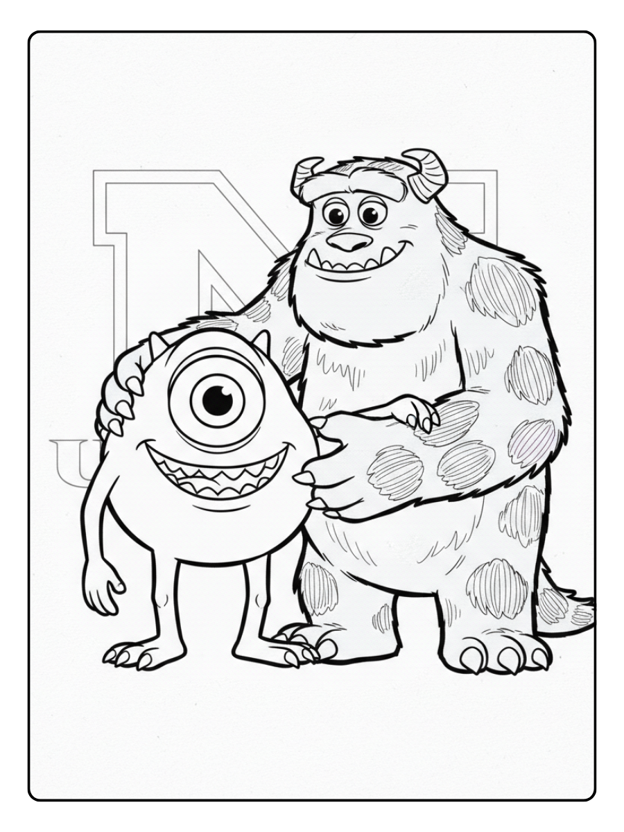 Mike Wazowski Coloring Pages – Mike and Sulley Friendship